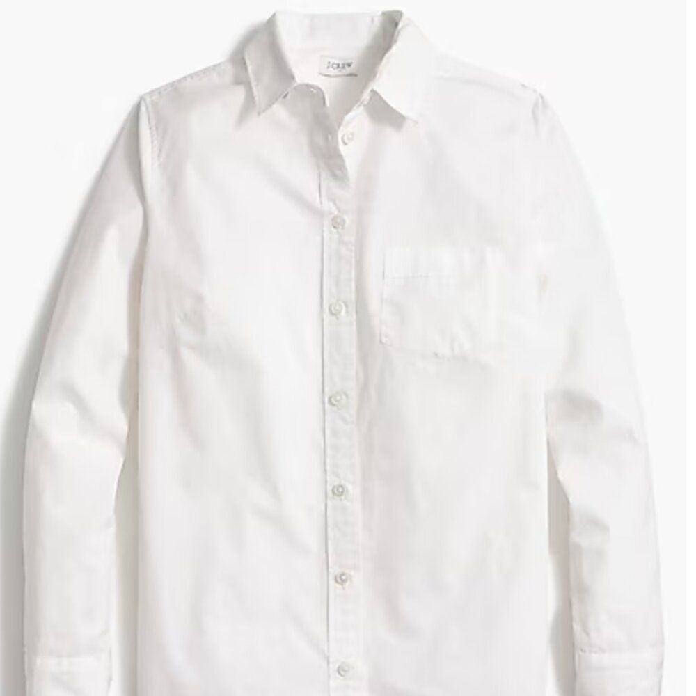 J. Crew Factory Button-up cotton poplin shirt in signature fit White NWT size XS